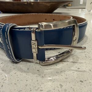 Levi's Blue Leather Belt with White Contrast Stitching